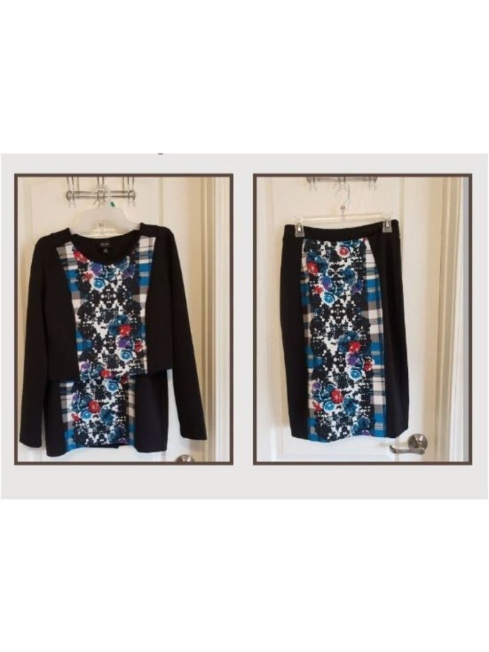 Nicole by Nicole Miller floral scuba knit crop top and skirt, size M
